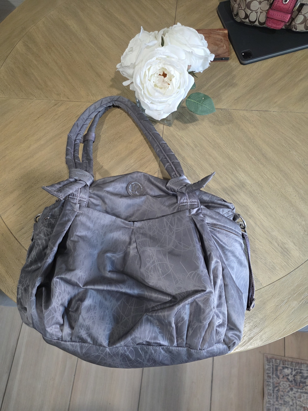 Lulu Lemon Gray Everyday Tote Bag - Soft Nylon Shoulder Handbag